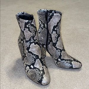 Snakeskin ankle booties